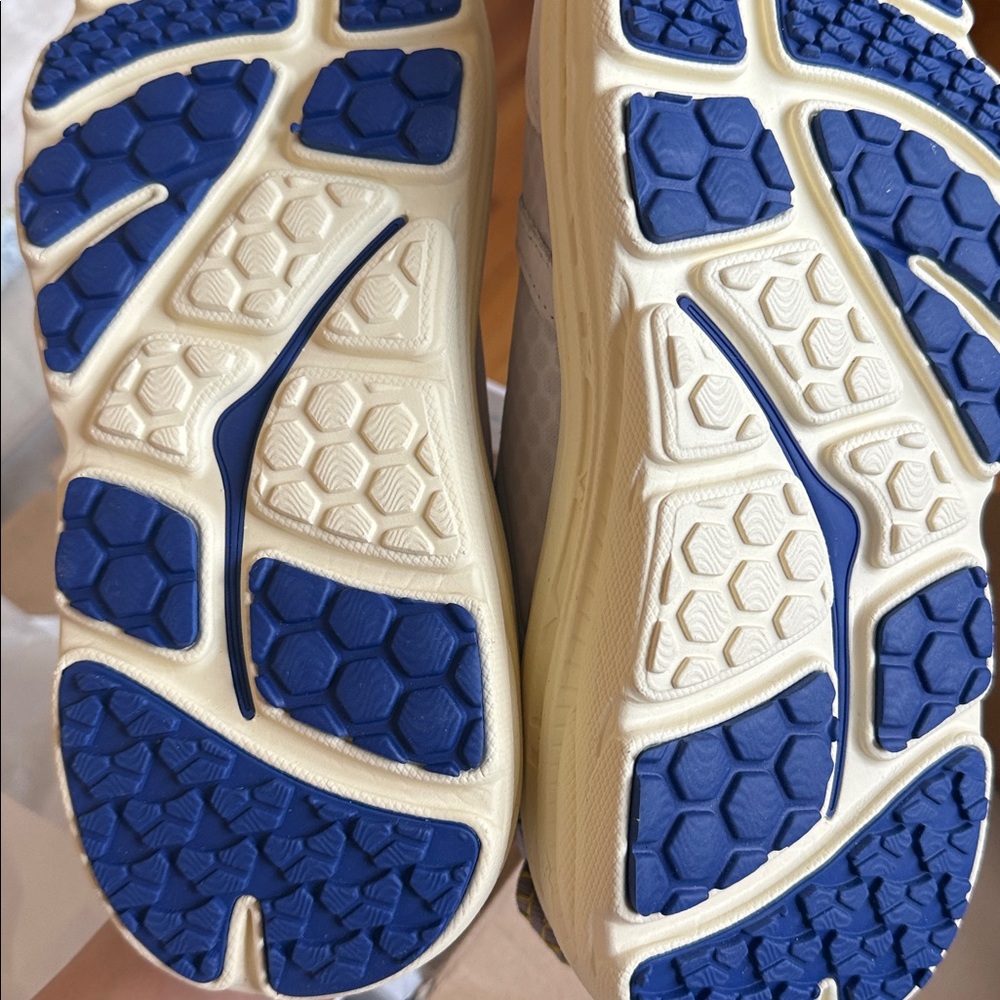 Hoka White Cream Sneakers with Blue Accent - Picture 6 of 7